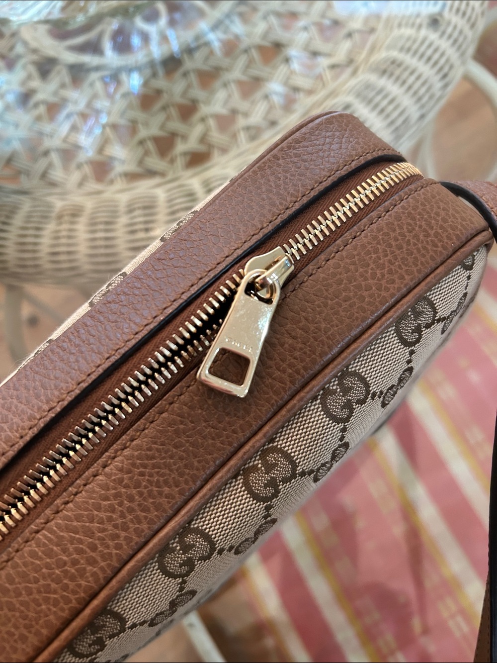 Gucci Beige GG Canvas and Brown Leather Crossbody Bag - Picture 4 of 12